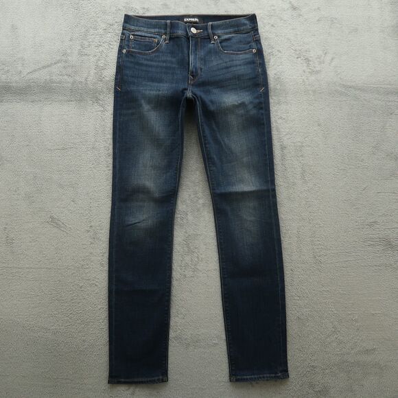 Express  Jeans Women's Size 6R Blue Mid-Rise Skinny Denim 32" Inseam Distressed - Picture 1 of 16